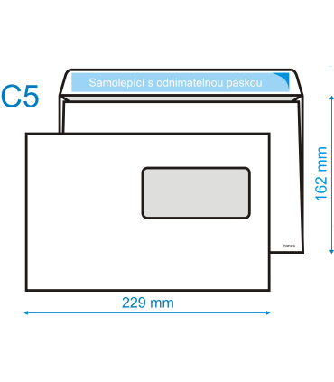 Obálka C5 s okénkem vpravo, s lepící páskou, 1000 ks