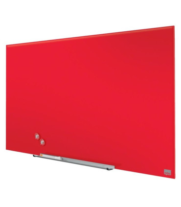 Skleněná tabule Nobo s odjímatelnou lištou,99x56 cm, červená