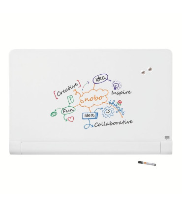 Skleněná tabule Nobo s výklopnou lištou, 99x56 cm, bílá