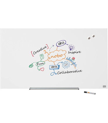 Skleněná tabule Nobo s odjímatelnou lištou, 99x56 cm, bílá