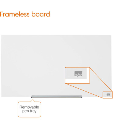 Skleněná tabule Nobo s odjímatelnou lištou, 99x56 cm, bílá
