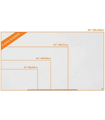 Skleněná tabule Nobo s odjímatelnou lištou, 99x56 cm, bílá