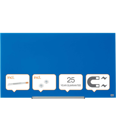 Skleněná tabule Nobo s odjímatelnou lištou, 126x71cm, modrá