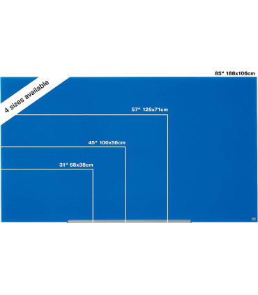 Skleněná tabule Nobo s odjímatelnou lištou, 126x71cm, modrá