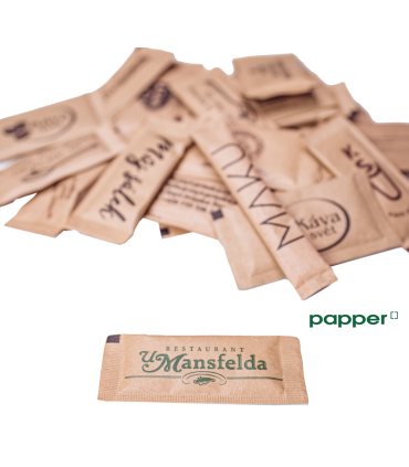 Cukr třtinový s vlastním logem 4g , typ sáčku B, 32 x 72 mm, 1000 ks, CANE