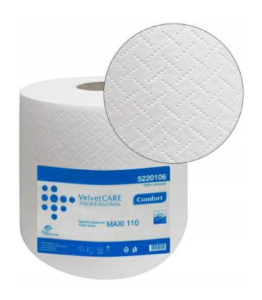 Papírové ručníky v roli Velvet Professional - 2vrstvé, bílé, 110 m, 6 rolí