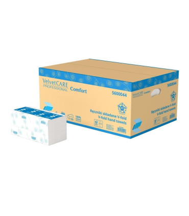Skládané papírové ručníky Velvet Professional - 2vrstvé, bílé, 23x25 cm