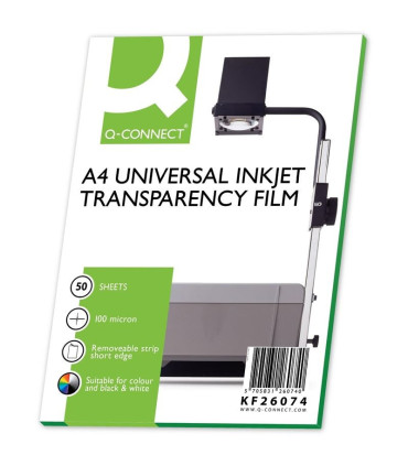 Fólie pro zpětné projektory Q-Connect - A4, 100 mic, inkoustový tisk, 50 ks