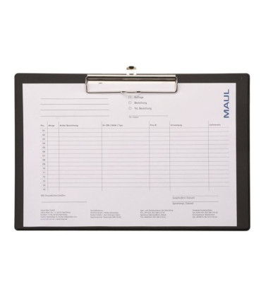 Psací podložka s klipem Maul - A4 na šířku, černá