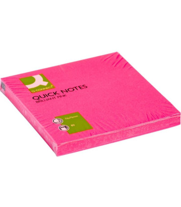 Samolepicí bloček Q-Connect - 75 x 75 mm, neonově růžový