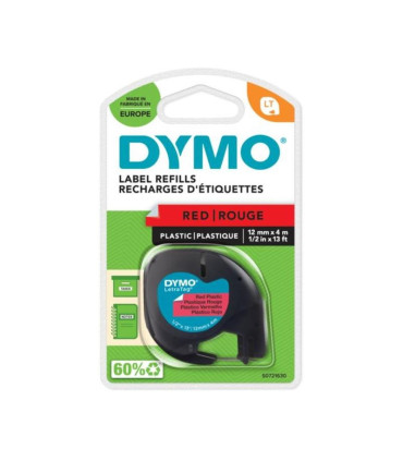 Páska Dymo LetraTag - červená, šířka 12 mm, návin 4 m, černé písmo