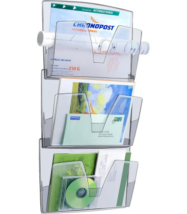 Prezentační nástěnný stojan CepPro - 3 přihrádky, transparentní