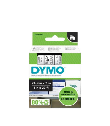 Páska Dymo D1 - průhledná, šířka 24 mm, návin 7 m, černé písmo