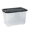 Plastová krabice CEP - transparentní s černým víkem, 65 l