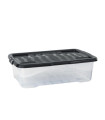Plastová krabice CEP - transparentní s černým víkem, 30 l