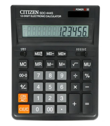 Velká stolní kalkulačka Citizen SDC-444S - 12-míst displej, černá