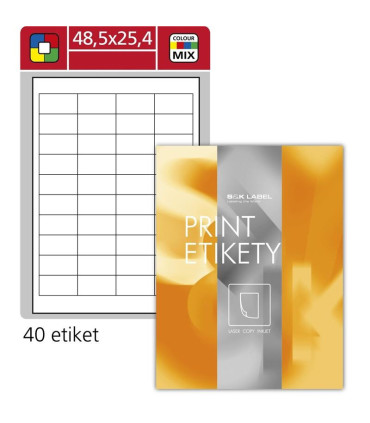 Univerzální etikety S&K Label - mix barev, 48,5 x 25,4 mm, 4 000 ks