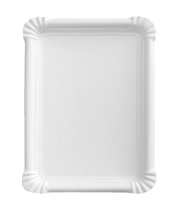 Jednorázové tácky - papírové, bílé, 20 x 13 cm, 100 ks