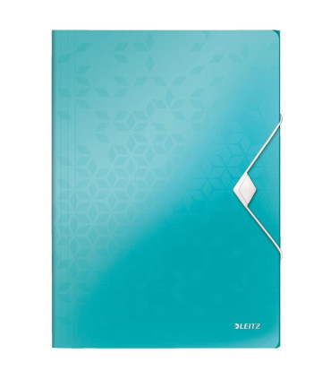 Desky s chlopněmi a gumičkou Leitz WOW - A4, plastové, ledově modré, 1 ks