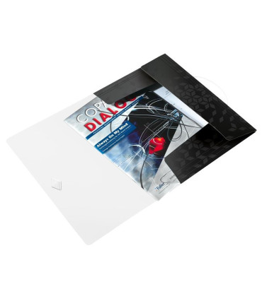 Desky s chlopněmi a gumičkou Leitz WOW - A4, plastové, černé, 1 ks