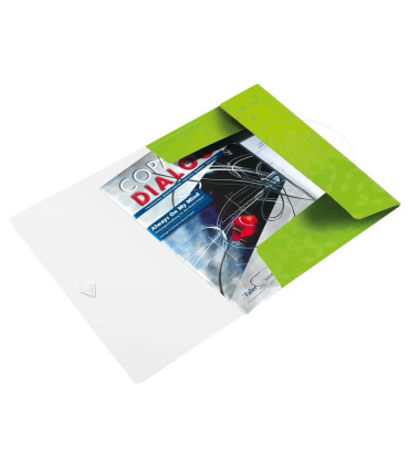 Desky s chlopněmi a gumičkou Leitz WOW - A4, plastové, zelené, 1 ks