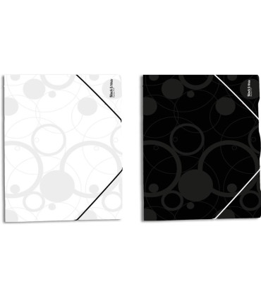 Desky s chlopněmi a gumičkou Black&White - A4, plastové, bílé, 1 ks