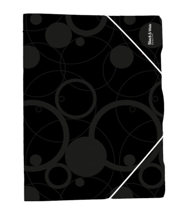 Desky s chlopněmi a gumičkou Black&White - A4, plastové, černé, 1 ks