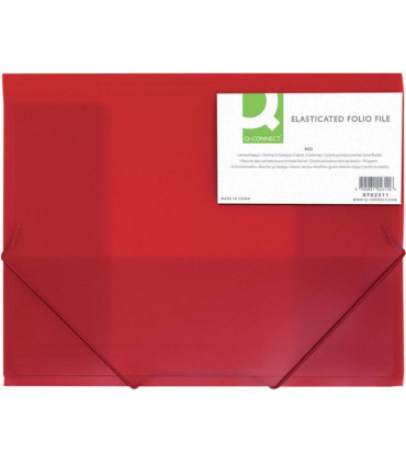 Desky Q-Connect A4 s gumičkou, transparentní, červená