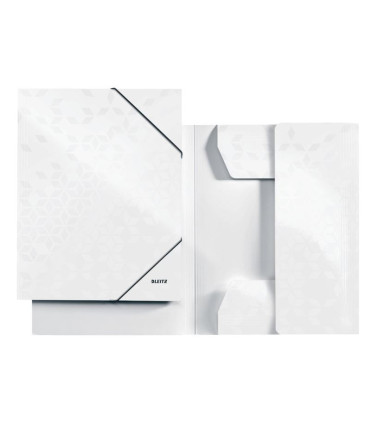 Desky s chlopněmi a gumičkou Leitz WOW - A4, bílé, 1 ks