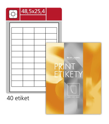 Lesklé etikety S&K Label - bílé, 48,5 x 25,4 mm, 4 000 ks