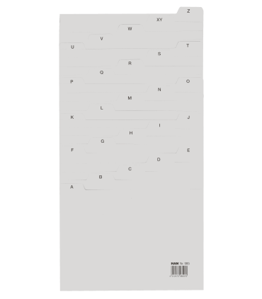 Rozlišovače do kartoték A5 - PVC, potištěné A-Z, 25-dílné, šedé