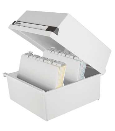 Kartotéka HAN A4 - s víkem, šedá, na šířku, počet karet 1300