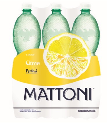 Minerální voda Mattoni - citron, perlivá, 6x 1,5 l
