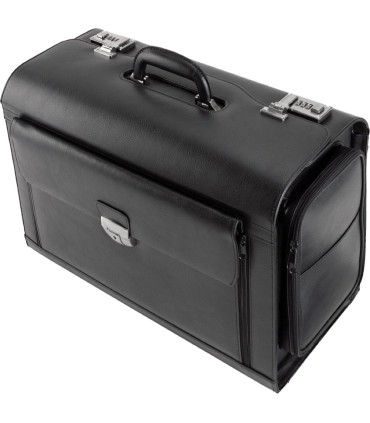 Pilot Case Alassio VERONA, kůže, číselné zámky, kapsy, černý (45057)