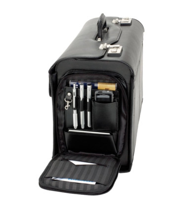 Pilot Case Alassio VERONA, kůže, číselné zámky, kapsy, černý (45057)