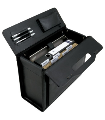 Pilot Case Alassio VERONA, kůže, číselné zámky, kapsy, černý (45057)