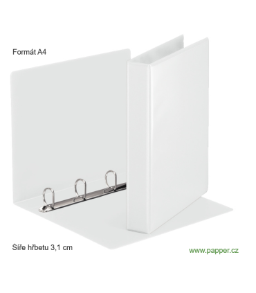 Prezentační 4kroužkový pořadač - A4, šíře hřbetu 3,1 cm, bílý