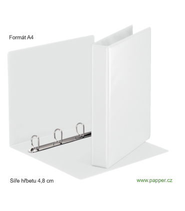 Prezentační 4kroužkový pořadač - A4, šíře hřbetu 4,8 cm, bílý