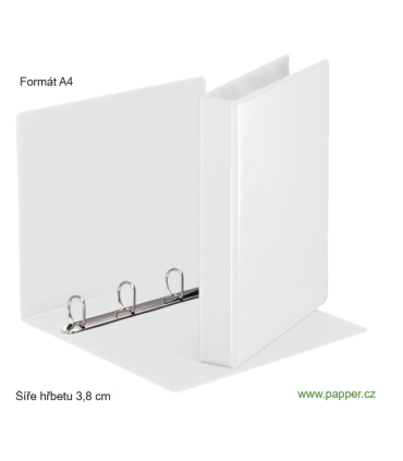 Prezentační 4kroužkový pořadač - A4, šíře hřbetu 3,8 cm, bílý