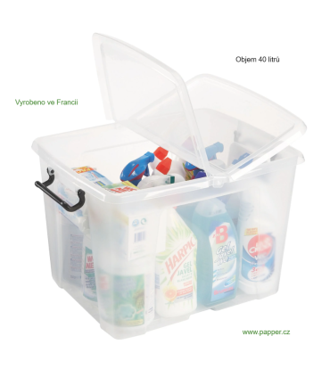 Plastová krabice Strata - transparentní, 40 l