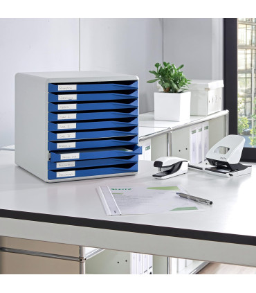 Zásuvkový box Leitz - 10 zásuvek, modrý/šedý