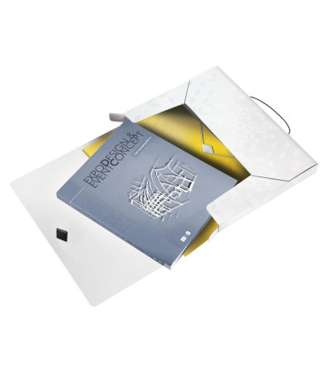 Box na spisy s gumičkou Leitz WOW - A4, bílý, 3 cm