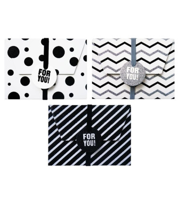 Dárkové obálky - černobílé, 3 ks