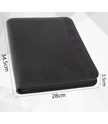 Obchodní kožené konferenční desky se zipem A4 a blokem