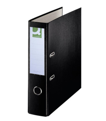 Pákový pořadač Q-Connect - A4, poloplastový, šíře hřbetu 7,5 cm, černý