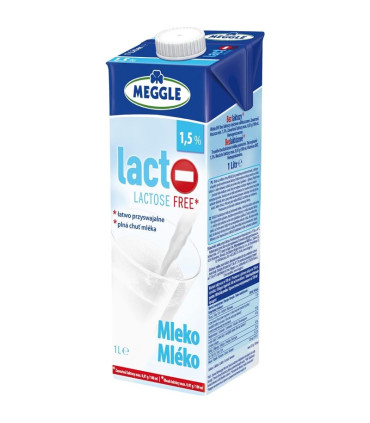 Trvanlivé mléko Meggle - bez laktózy, 1,5%, 1 l