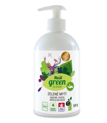 Prostředek na nádobí, ovoce a ruce Real green - ekologický, 500 g