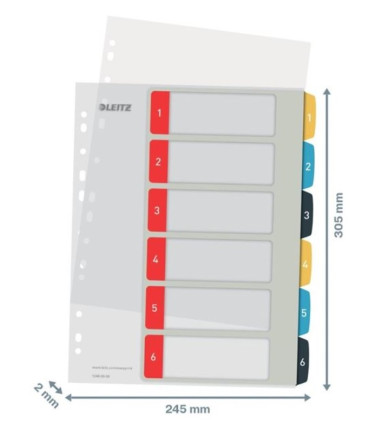 Plastové rozlišovače Leitz Cosy - barevné, sada 1-6, A4+