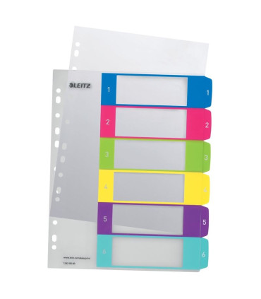 Plastové rozlišovače Leitz WOW - A4+, barevný, sada 1-6