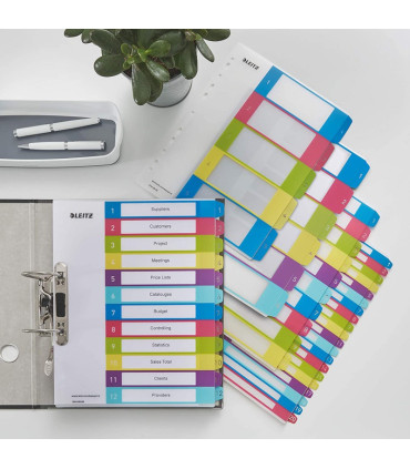 Plastové rozlišovače Leitz WOW - A4+, barevný, sada 1-6